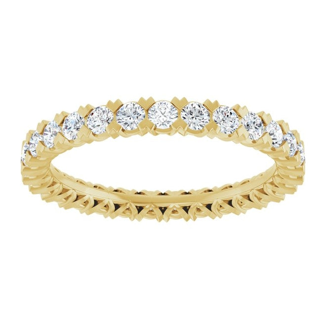 14K Yellow Or White Gold  Round 2 Mm Vs, F+ Polished 1 Ctw Lab-Grown Diamond Eternity Band