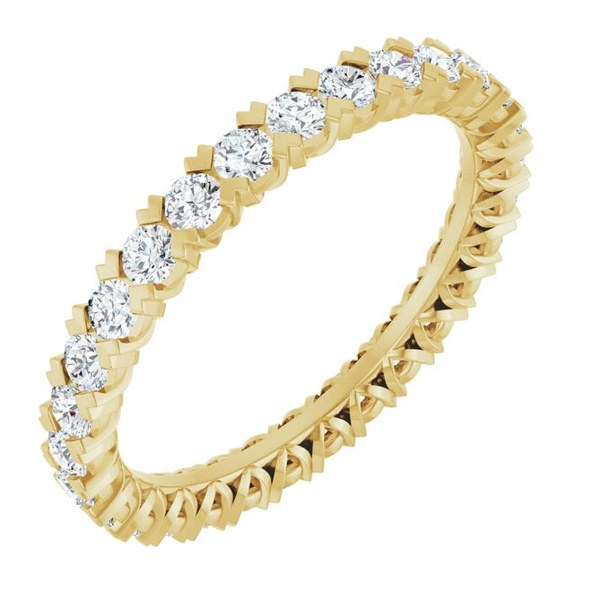 14K Yellow Or White Gold  Round 2 Mm Vs, F+ Polished 1 Ctw Lab-Grown Diamond Eternity Band