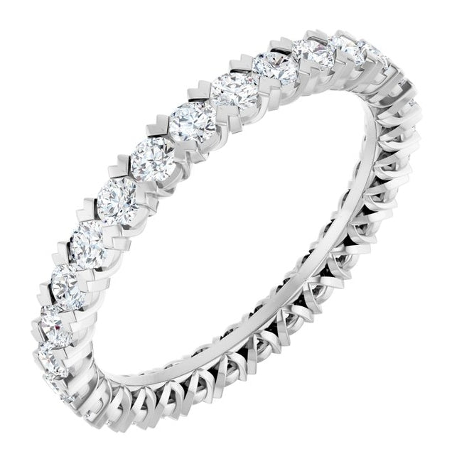 14K Yellow Or White Gold  Round 2 Mm Vs, F+ Polished 1 Ctw Lab-Grown Diamond Eternity Band