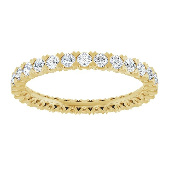 14K Yellow Or White Gold  Round 2 Mm Vs, F+ Polished 1 Ctw Lab-Grown Diamond Eternity Band