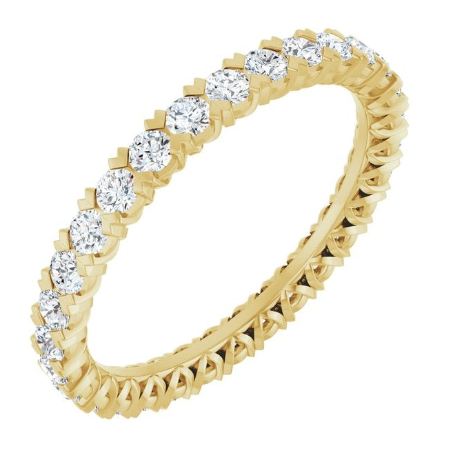 14K Yellow Or White Gold  Round 2 Mm Vs, F+ Polished 1 Ctw Lab-Grown Diamond Eternity Band