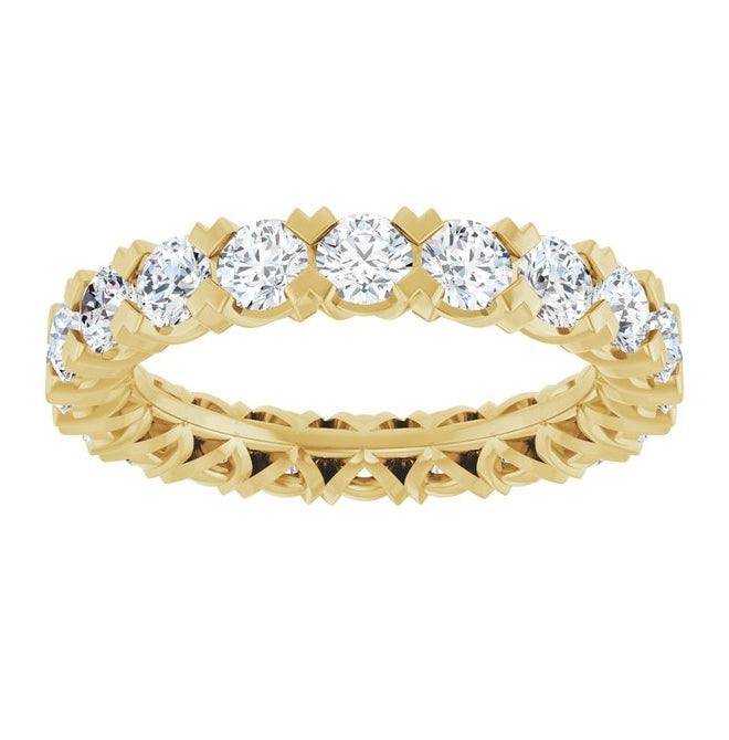 14K Yellow Or White Gold  Round 3 Mm Vs, F+ Polished 2 Ctw Lab-Grown Diamond Eternity Band