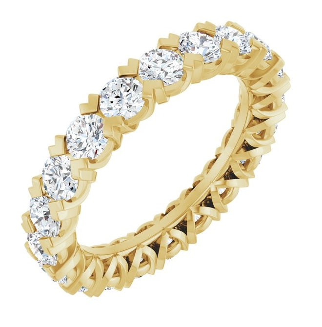 14K Yellow Or White Gold  Round 3 Mm Vs, F+ Polished 2 Ctw Lab-Grown Diamond Eternity Band