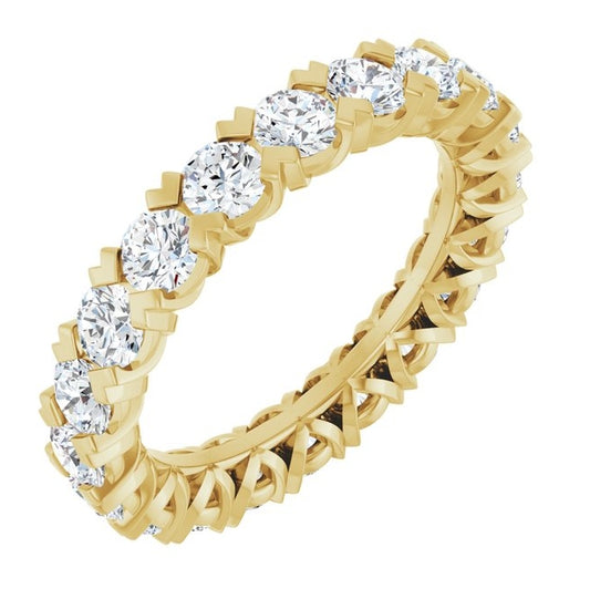 14K Yellow Or White Gold  Round 3 Mm Vs, F+ Polished 2 Ctw Lab-Grown Diamond Eternity Band