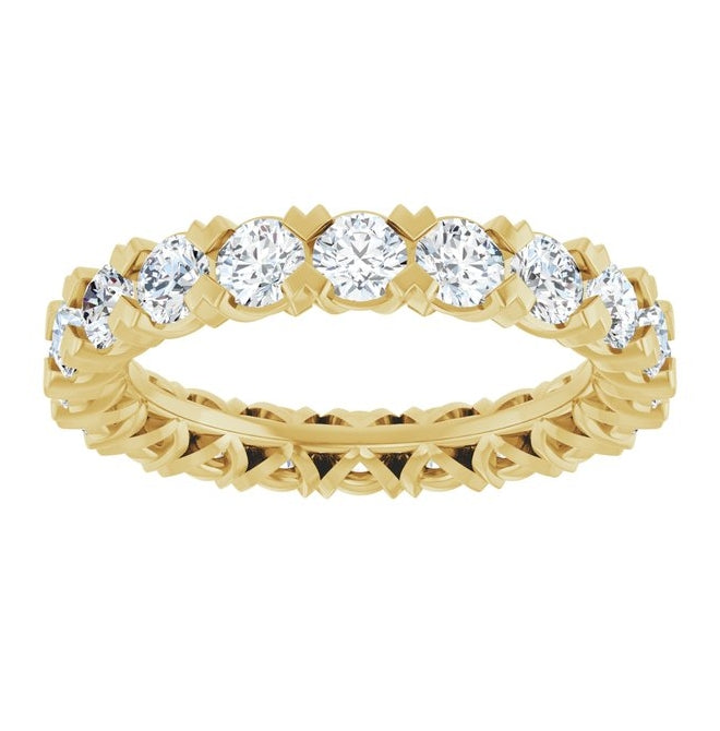 14K Yellow Or White Gold  Round 3 Mm Vs, F+ Polished 2 Ctw Lab-Grown Diamond Eternity Band