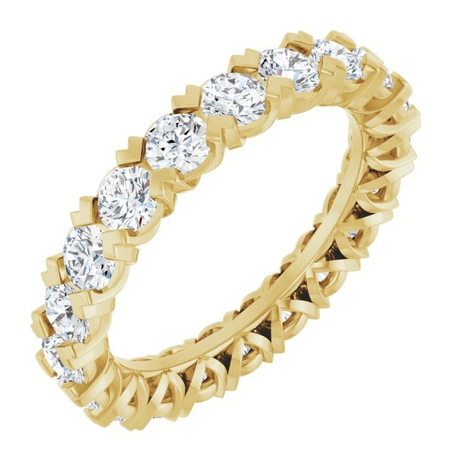 14K Yellow Or White Gold  Round 3 Mm Vs, F+ Polished 2 Ctw Lab-Grown Diamond Eternity Band