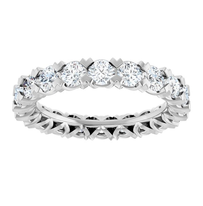 14K Yellow Or White Gold  Round 3 Mm Vs, F+ Polished 2 Ctw Lab-Grown Diamond Eternity Band