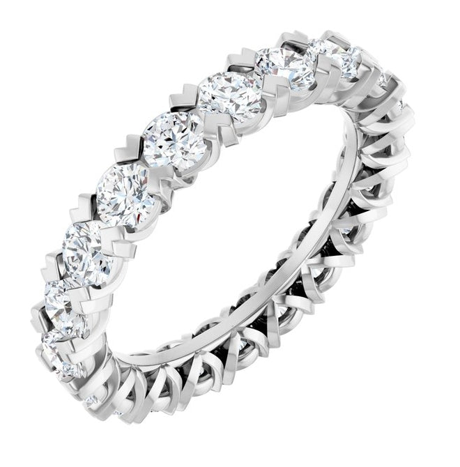 14K Yellow Or White Gold  Round 3 Mm Vs, F+ Polished 2 Ctw Lab-Grown Diamond Eternity Band
