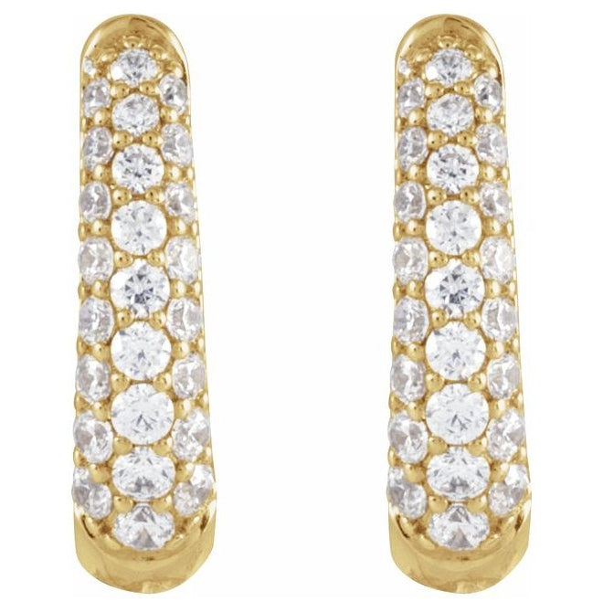 14K Yellow Or White Gold Round  10.15 Mm 2.8 Mm 1Mm  I1, G-H Pair Hinged Polished 1/5 Ctw Natural Diamond Hoop Earrings