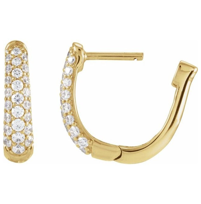 14K Yellow Or White Gold Round  10.15 Mm 2.8 Mm 1Mm  I1, G-H Pair Hinged Polished 1/5 Ctw Natural Diamond Hoop Earrings