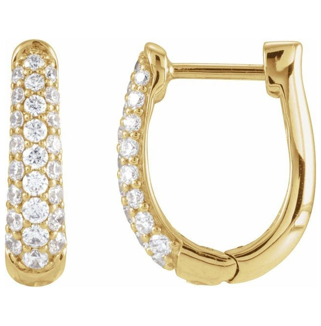 14K Yellow Or White Gold Round  10.15 Mm 2.8 Mm 1Mm  I1, G-H Pair Hinged Polished 1/5 Ctw Natural Diamond Hoop Earrings