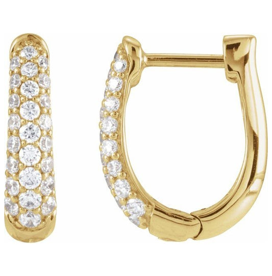 14K Yellow Or White Gold Round  10.15 Mm 2.8 Mm 1Mm  Vs, F+ Pair Hinged Polished 1/5 Ctw Lab-Grown Diamond Hoop Earrings