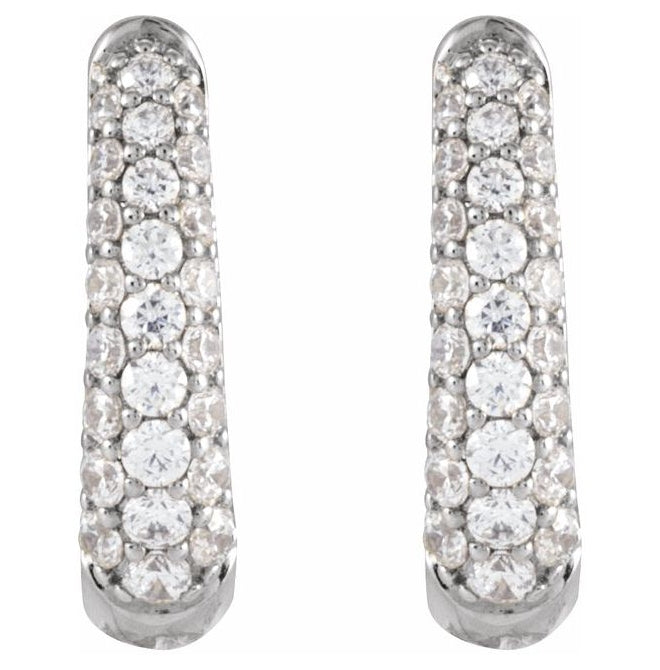 14K Yellow Or White Gold Round  10.15 Mm 2.8 Mm 1Mm  Vs, F+ Pair Hinged Polished 1/5 Ctw Lab-Grown Diamond Hoop Earrings