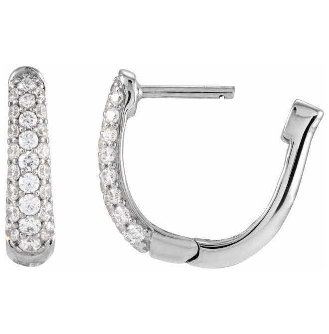 14K Yellow Or White Gold Round  10.15 Mm 2.8 Mm 1Mm  Vs, F+ Pair Hinged Polished 1/5 Ctw Lab-Grown Diamond Hoop Earrings