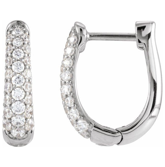 14K Yellow Or White Gold Round  10.15 Mm 2.8 Mm 1Mm  I1, G-H Pair Hinged Polished 1/5 Ctw Natural Diamond Hoop Earrings
