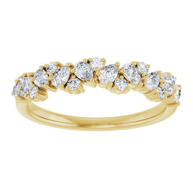 14K Yellow Or White Gold Pear 2.9 X 1.9 Mm Vs, F+  Polished 5/8 Ctw Lab-Grown Diamond Anniversary Band