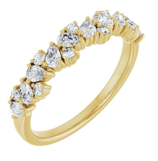 14K Yellow Or White Gold Pear 2.9 X 1.9 Mm Vs, F+  Polished 5/8 Ctw Lab-Grown Diamond Anniversary Band
