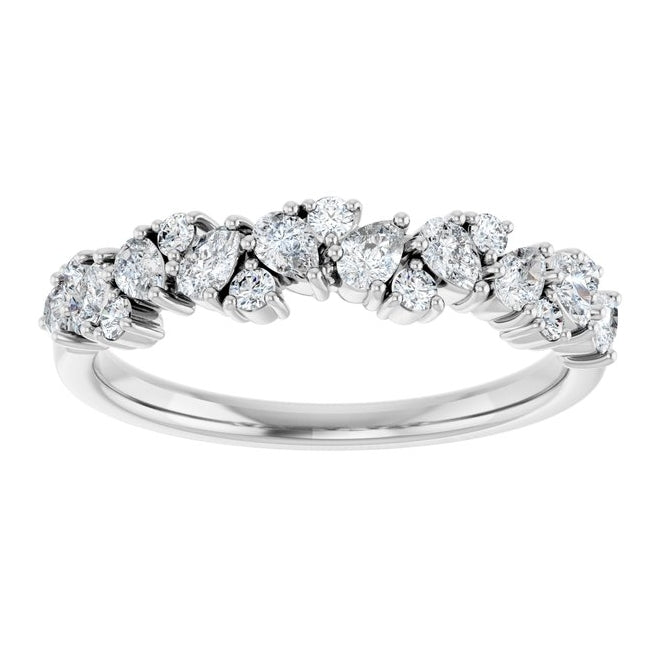 14K Yellow Or White Gold Pear 2.9 X 1.9 Mm Vs, F+  Polished 5/8 Ctw Lab-Grown Diamond Anniversary Band
