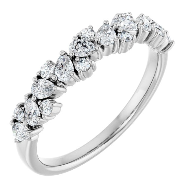 14K Yellow Or White Gold Pear 2.9 X 1.9 Mm Vs, F+  Polished 5/8 Ctw Lab-Grown Diamond Anniversary Band
