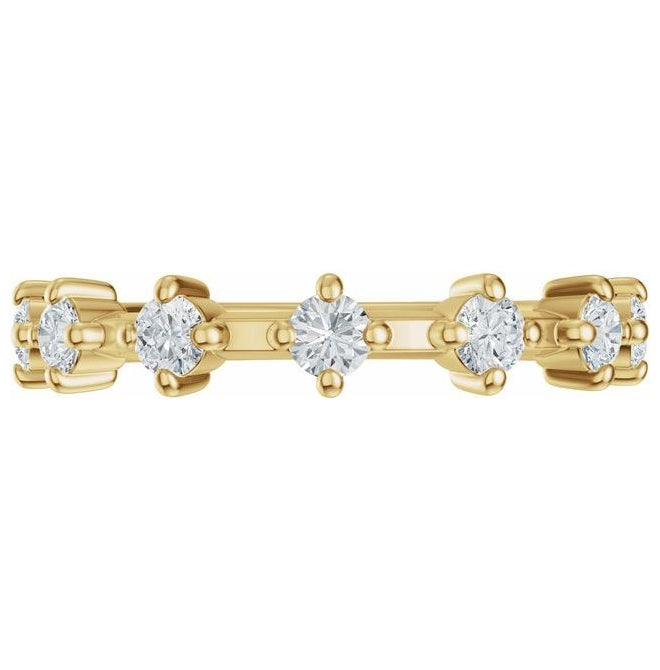 14K Yellow Gold Round 2.5 Mm Polished 1/2 Ctw Natural Diamond Anniversary Band Size 8