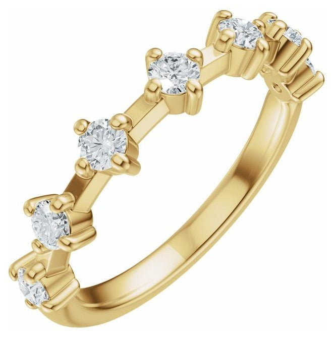 14K Yellow Gold Round 2.5 Mm Polished 1/2 Ctw Natural Diamond Anniversary Band Size 8