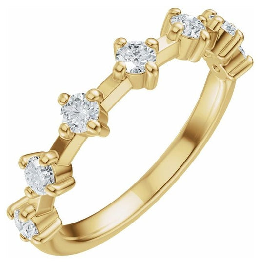 14K Yellow Gold Round 2.5 Mm Polished 1/2 Ctw Natural Diamond Anniversary Band Size 8