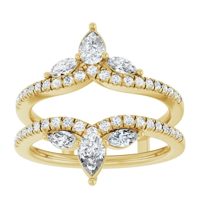 14K Yellow Gold Pear 4.7 X 3.1 Mm Polished 1 Ctw Lab-Grown Diamond Ring Guard Size 7