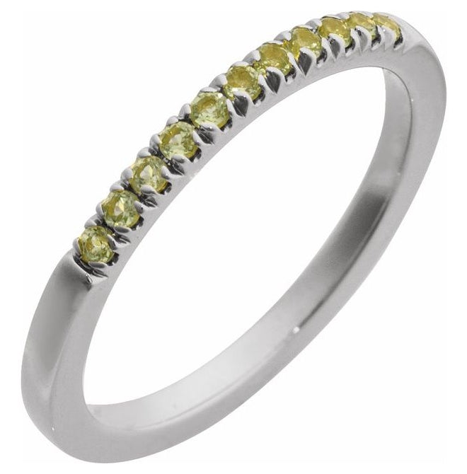 14K White Or Rose Gold Or Sterling Silver Natural Gemstone Stackable Ring
