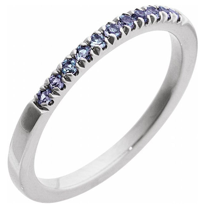 14K White Or Rose Gold Or Sterling Silver Natural Gemstone Stackable Ring