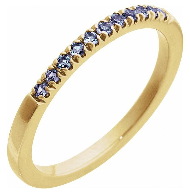 10K Yellow Or White Gold Natural Gemstone Stackable Ring