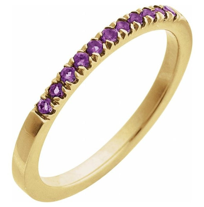 10K Yellow Or White Gold Natural Gemstone Stackable Ring