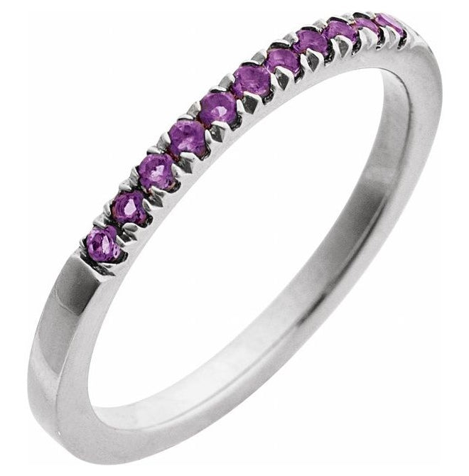 10K Yellow Or White Gold Natural Gemstone Stackable Ring