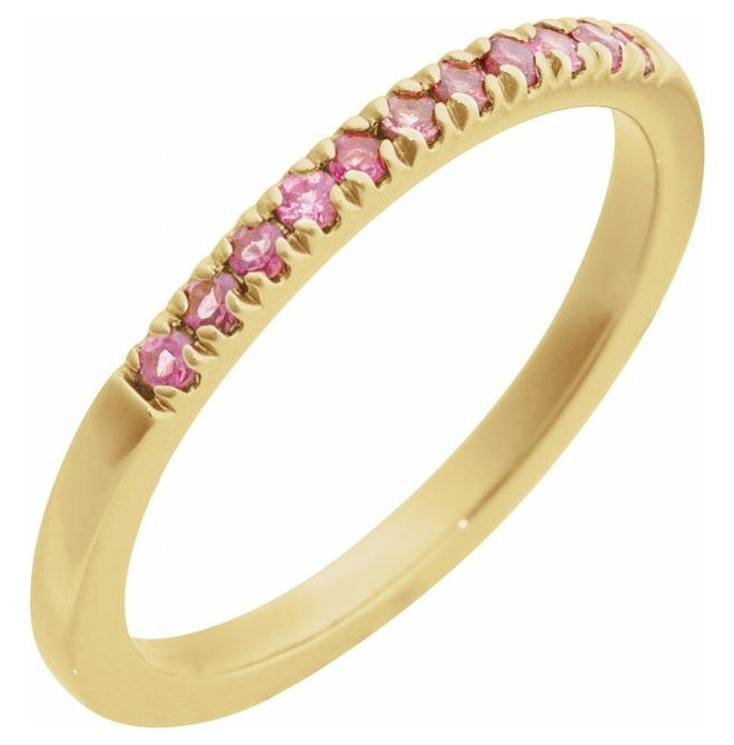 10K Yellow Or White Gold Natural Gemstone Stackable Ring