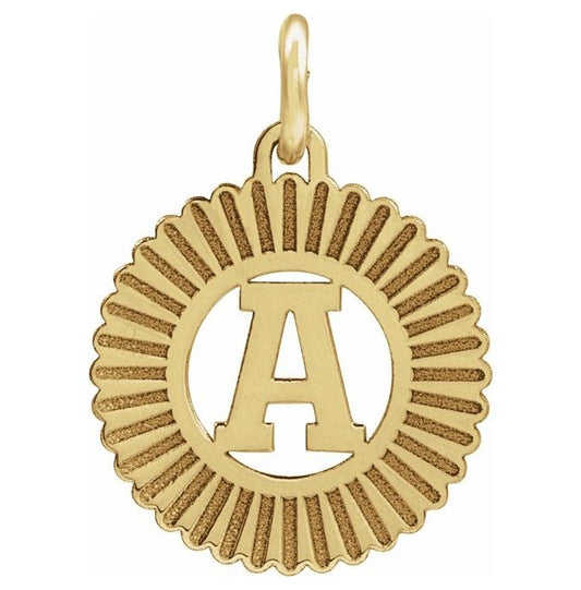 14K Yellow Gold-Plated Sterling Silver 15 X 17 Mm Polished Sunburst Initial Pendant