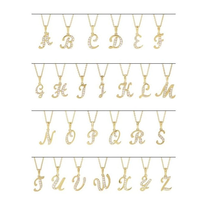 14K Yellow Or White Gold Round I1, G-H Polished Natural Diamond Initial Pendant