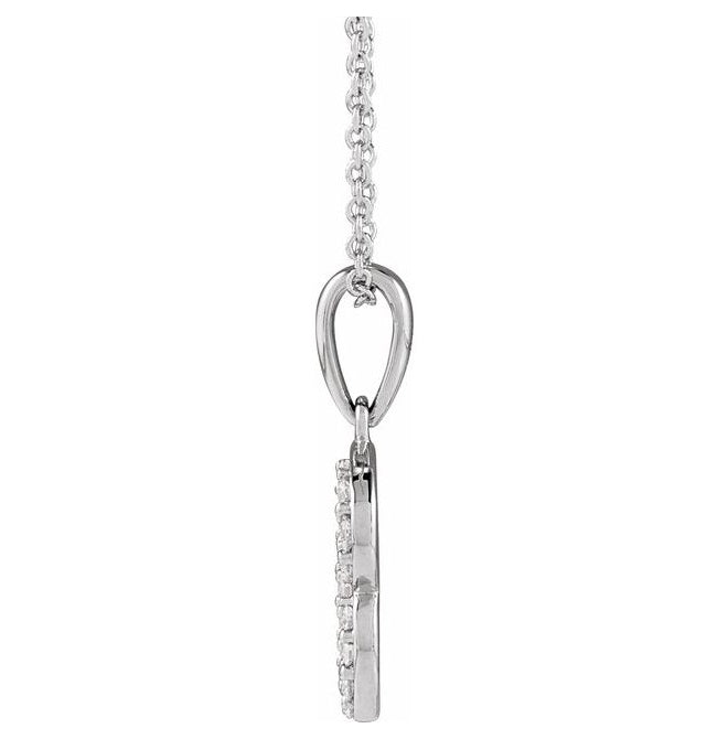 14K Yellow Or White Gold Round I1, G-H Polished Natural Diamond Initial Necklace, 18 Inch