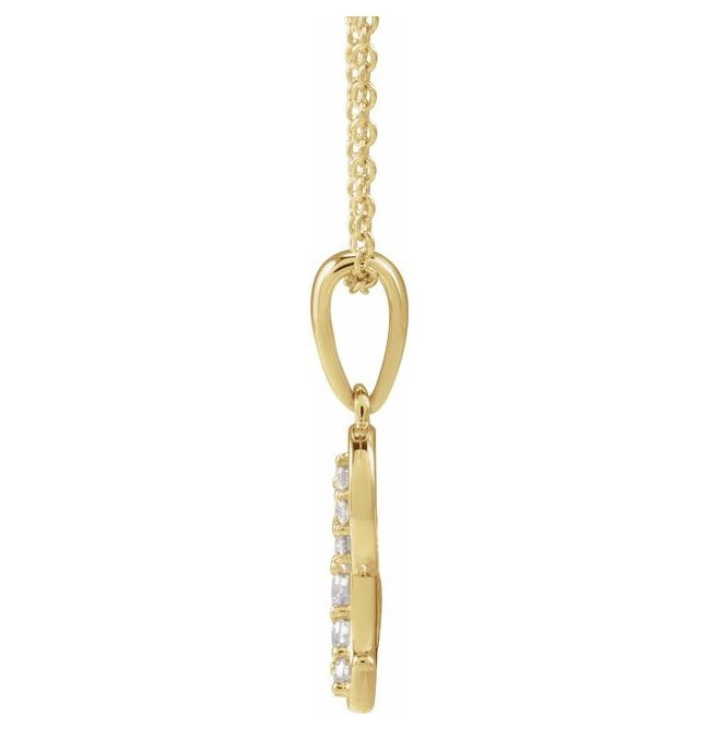 14K Yellow Or White Gold Round I1, G-H Polished Natural Diamond Initial Necklace, 18 Inch