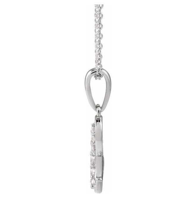 14K Yellow Or White Gold Round I1, G-H Polished Natural Diamond Initial Necklace, 18 Inch