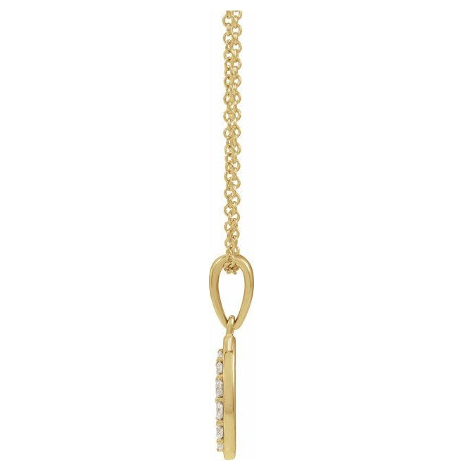 14K Yellow Or White Gold Round I1, G-H Polished Natural Diamond Initial Necklace, 18 Inch