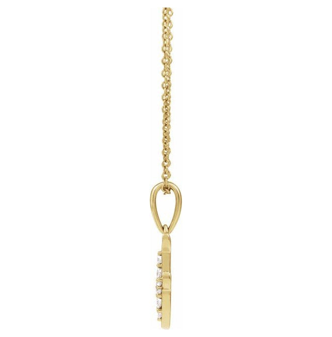 14K Yellow Or White Gold Round I1, G-H Polished Natural Diamond Initial Necklace, 18 Inch
