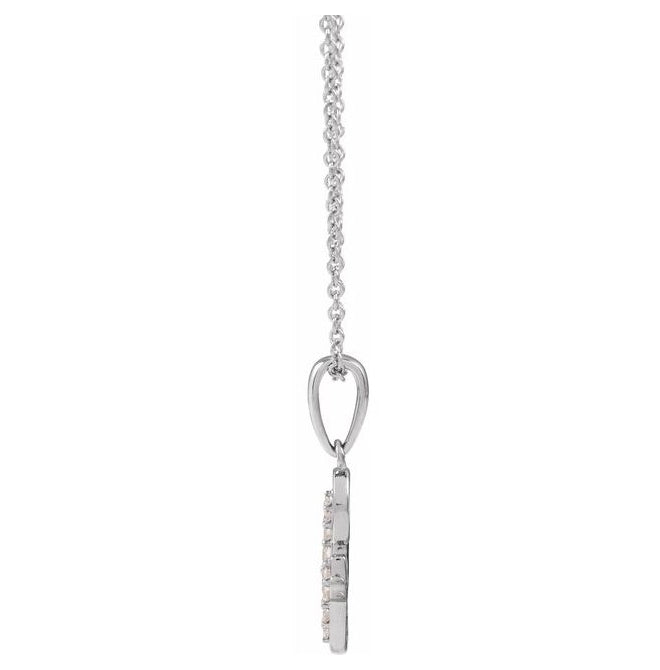14K Yellow Or White Gold Round I1, G-H Polished Natural Diamond Initial Necklace, 18 Inch