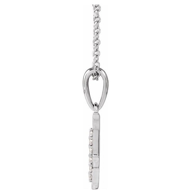 14K Yellow Or White Gold Round I1, G-H Polished Natural Diamond Initial Necklace, 18 Inch