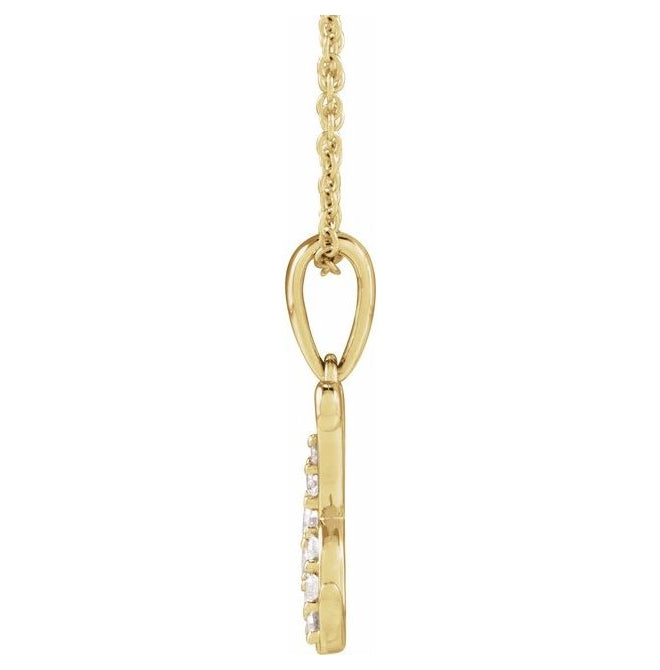 14K Yellow Or White Gold Round I1, G-H Polished Natural Diamond Initial Necklace, 18 Inch