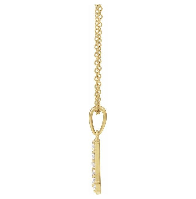 14K Yellow Or White Gold Round I1, G-H Polished Natural Diamond Initial Necklace, 18 Inch