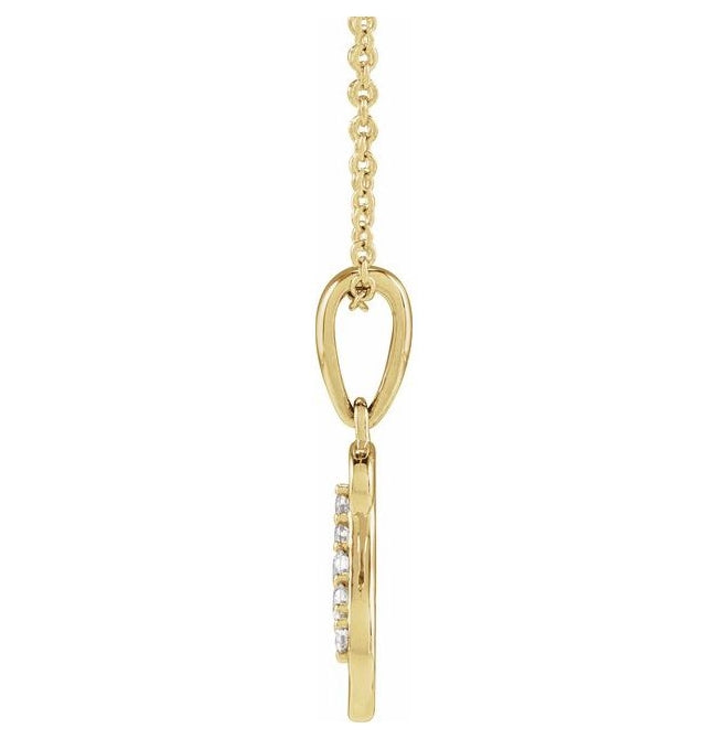 14K Yellow Or White Gold Round I1, G-H Polished Natural Diamond Initial Necklace, 18 Inch