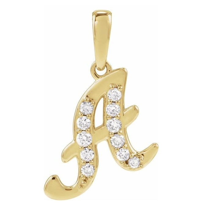 14K Yellow Or White Gold Round I1, G-H Polished Natural Diamond Initial Pendant