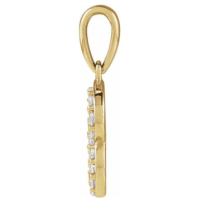 14K Yellow Or White Gold Round I1, G-H Polished Natural Diamond Initial Pendant