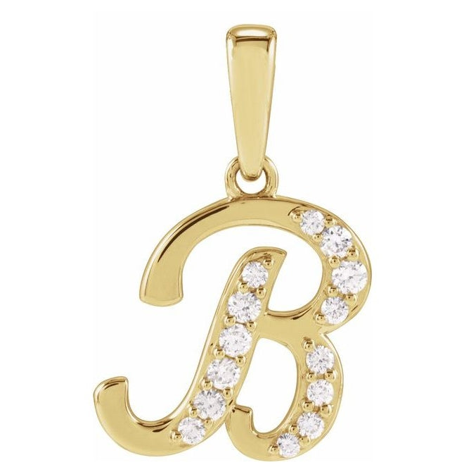 14K Yellow Or White Gold Round I1, G-H Polished Natural Diamond Initial Pendant