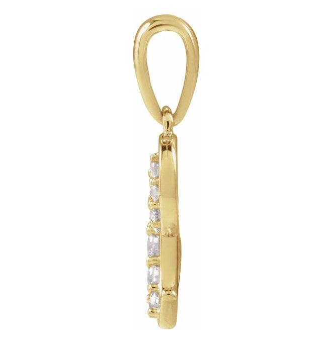 14K Yellow Or White Gold Round I1, G-H Polished Natural Diamond Initial Pendant