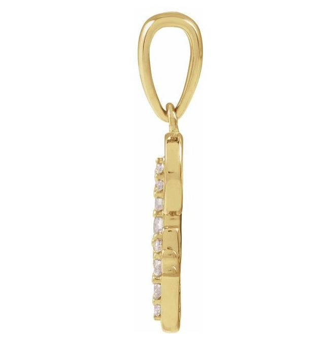 14K Yellow Or White Gold Round I1, G-H Polished Natural Diamond Initial Pendant